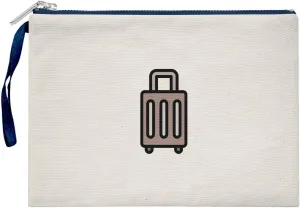 Bona Basics, Womens Digital Printed Gabardine Clutches Everyday Fashion Beige Navy Blue Handle Zipper Medium