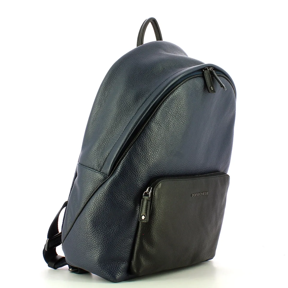 Borbonese - Zaino Medium in pelle Blu Nero - 943591419 - BLU/NERO