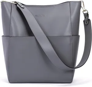 BOSTANTEN Women's Leather Designer Handbags Tote Purses Shoulder Bucket Bags