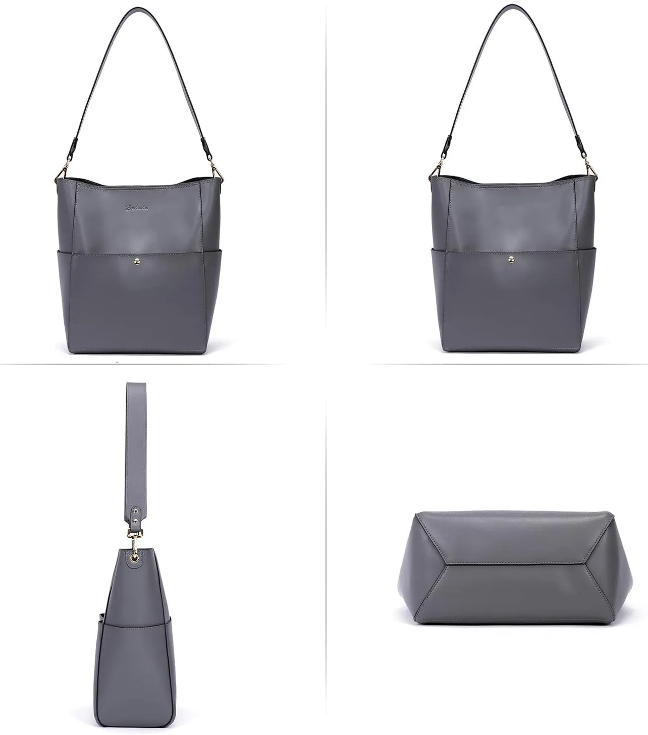 BOSTANTEN Women's Leather Designer Handbags Tote Purses Shoulder Bucket Bags