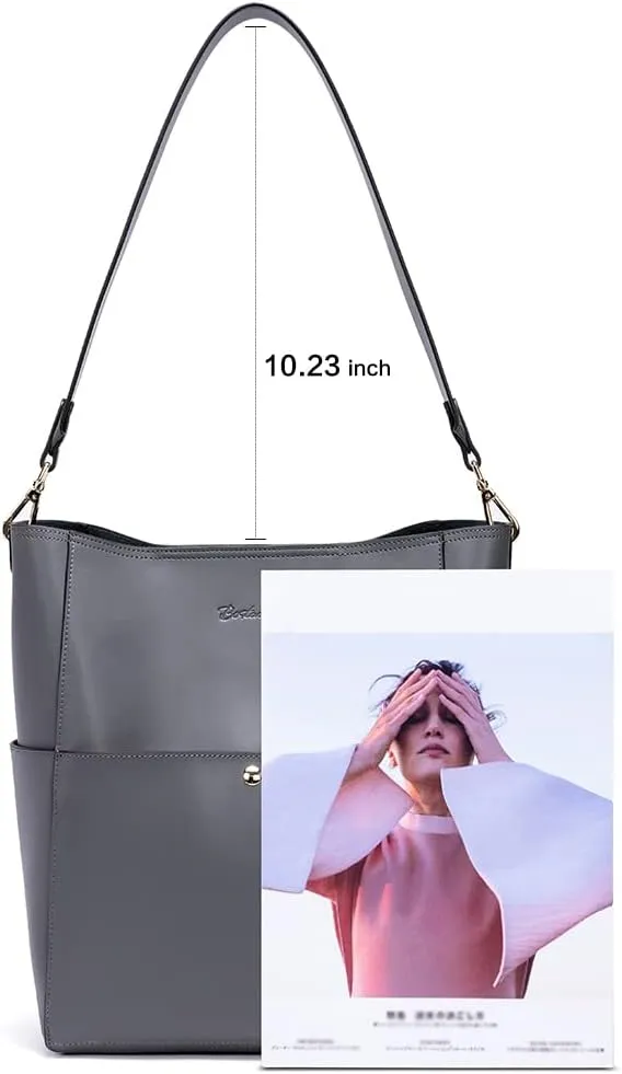 BOSTANTEN Women's Leather Designer Handbags Tote Purses Shoulder Bucket Bags