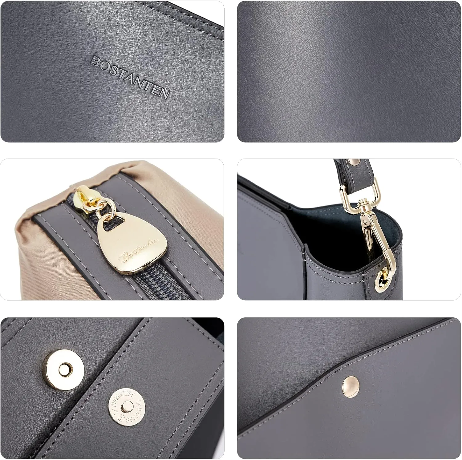 BOSTANTEN Women's Leather Designer Handbags Tote Purses Shoulder Bucket Bags