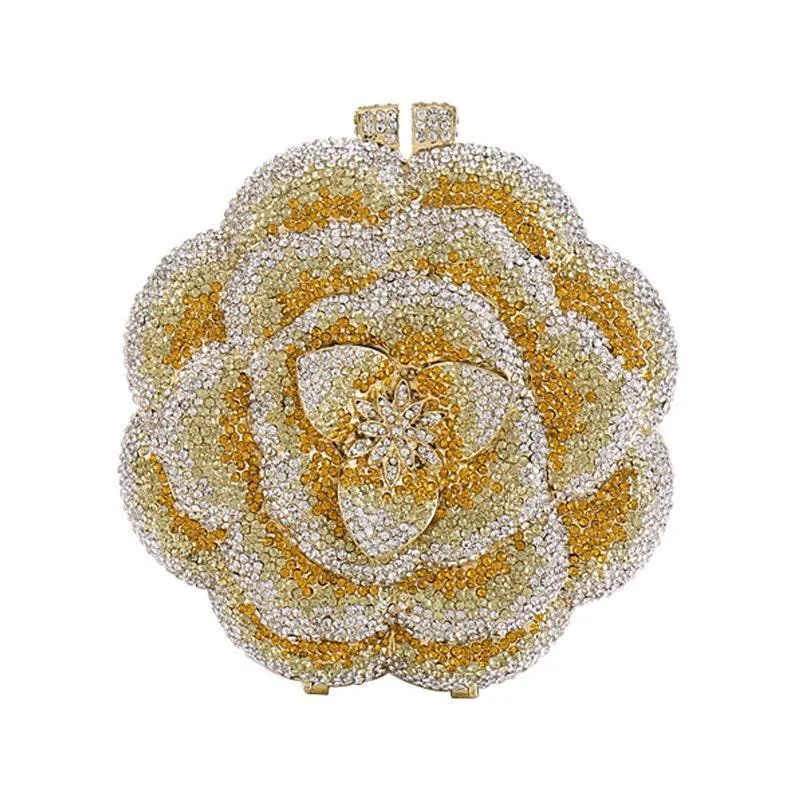 Bridal Wedding Clutch, Handcrafted Flower Clutch Bag Rhinestone Floral Party Bag, Floral Crystal Rhinestone Shoulder Bag, Luxury Evening Bag