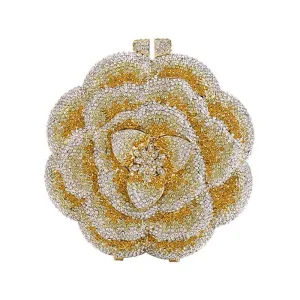 Bridal Wedding Clutch, Handcrafted Flower Clutch Bag Rhinestone Floral Party Bag, Floral Crystal Rhinestone Shoulder Bag, Luxury Evening Bag