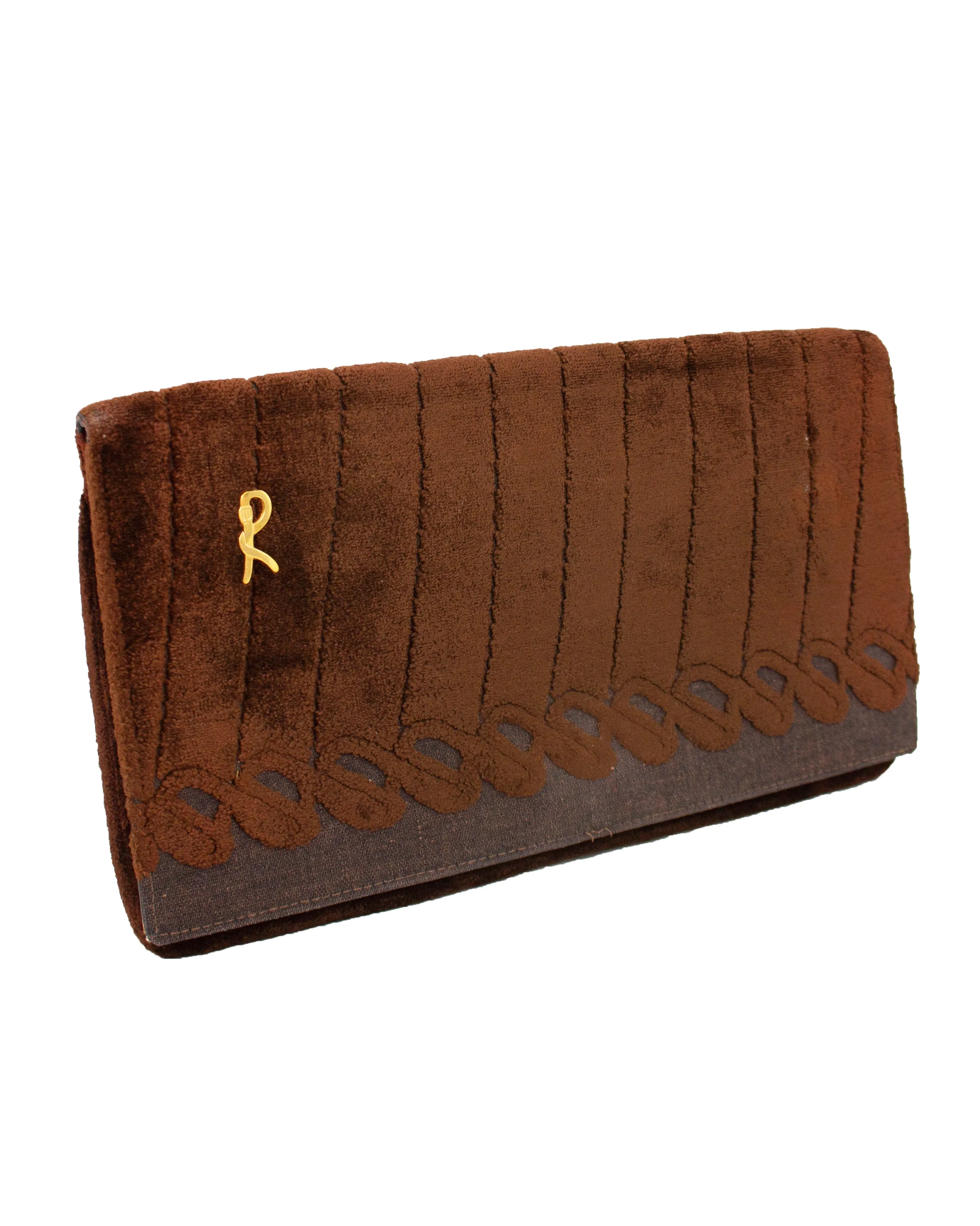 Brown Velvet Clutch