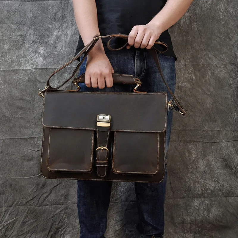 Buckle Leather Briefcase