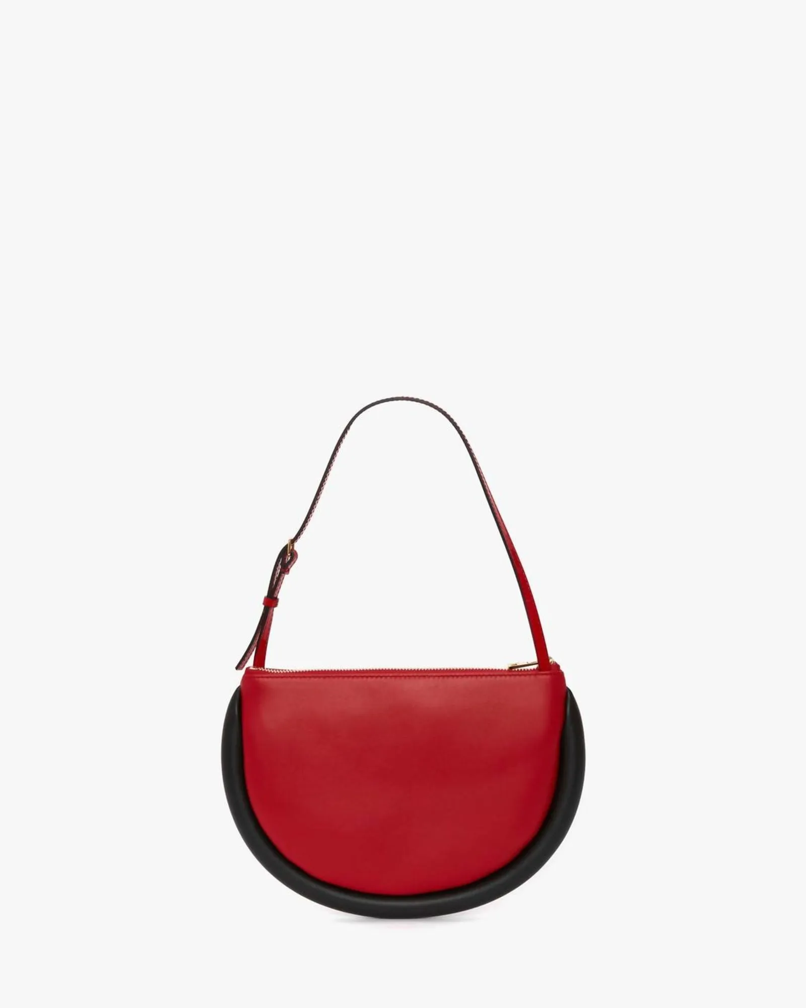 Bumper-Moon Leather Shoulder Bag in Red/Black | Red/Black