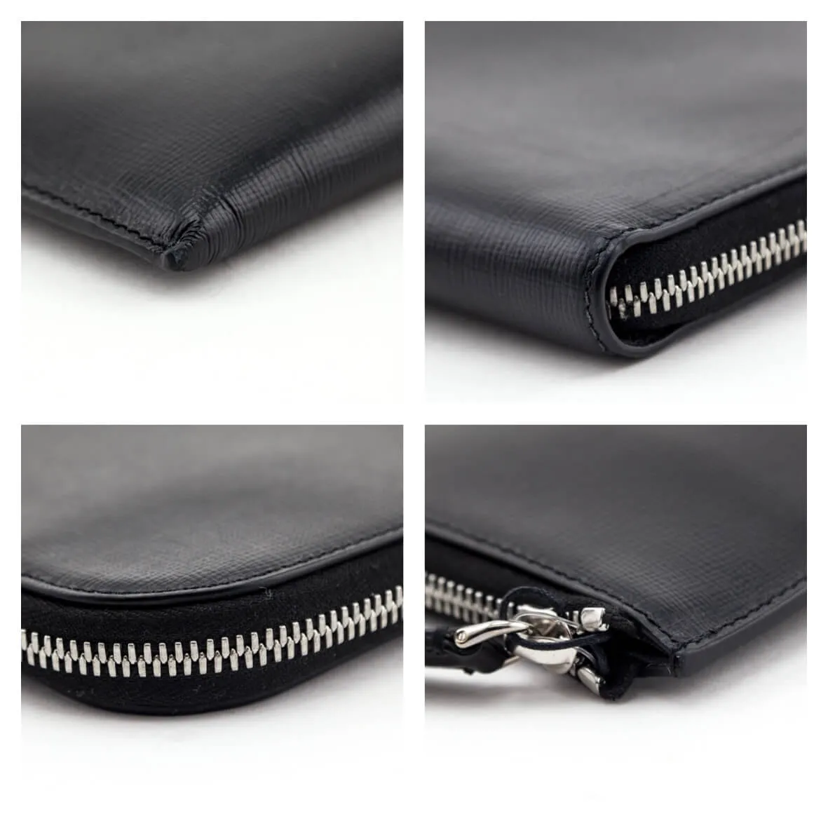Burberry Black Cross-Grain Leather Edson Document Holder