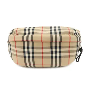 BURBERRY Nova Plaid Canvas Leather Waist Bag Crossbody Bag Used