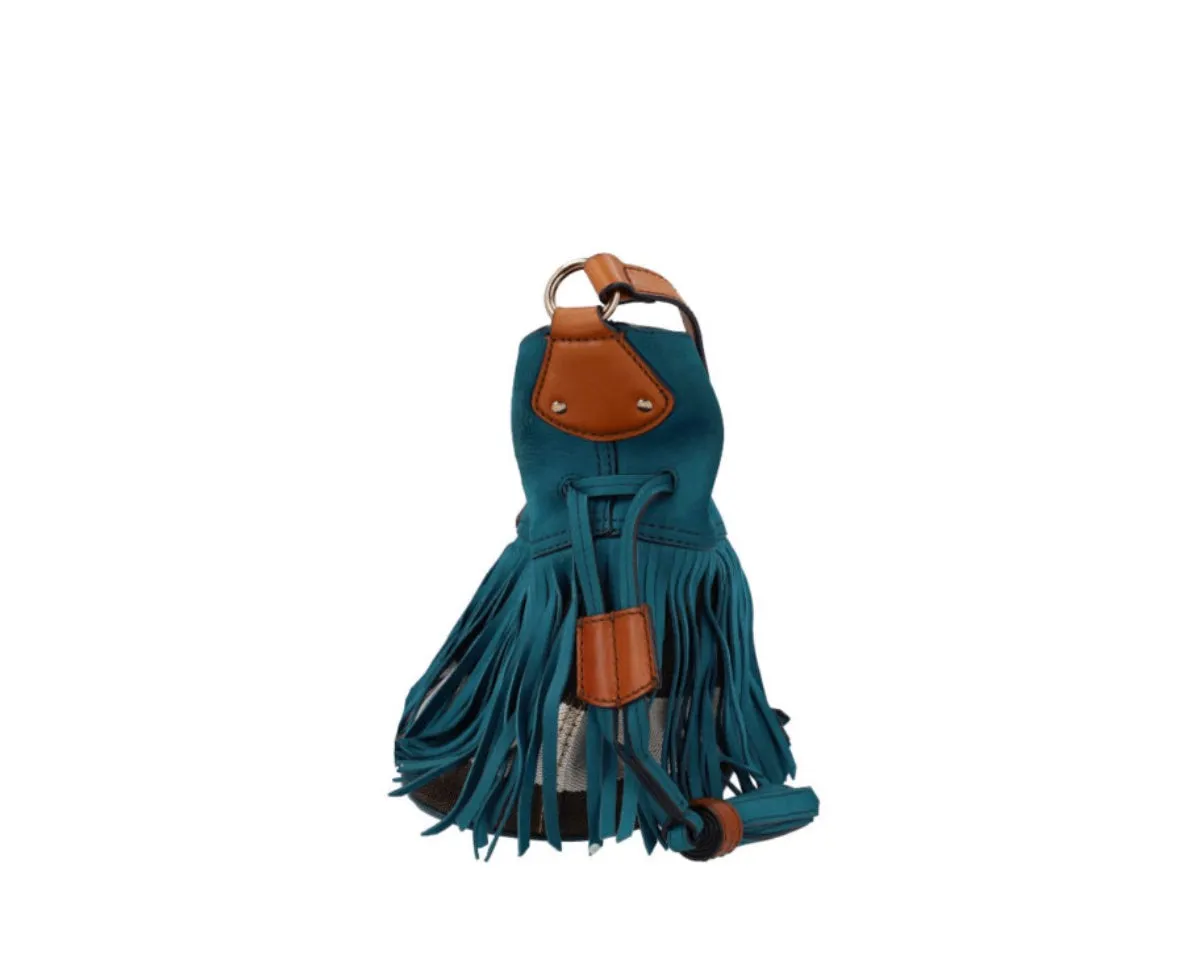 BURBERRY SMALL SUEDE FRINGE BELGROVE BUCKET BAG