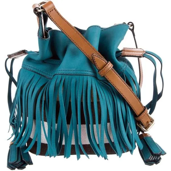 BURBERRY SMALL SUEDE FRINGE BELGROVE BUCKET BAG