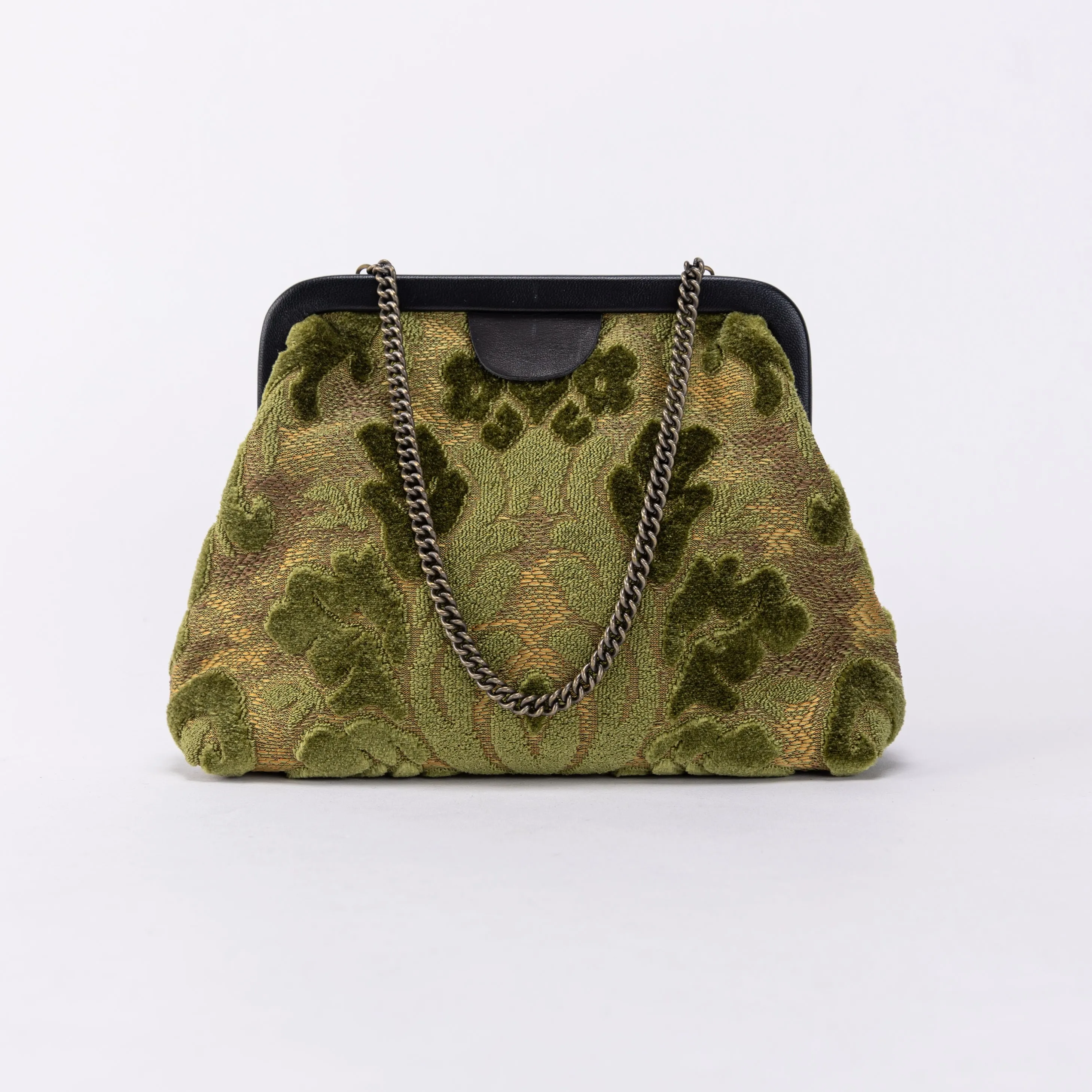 Burnout Velvet Fern Green Alma Clutch