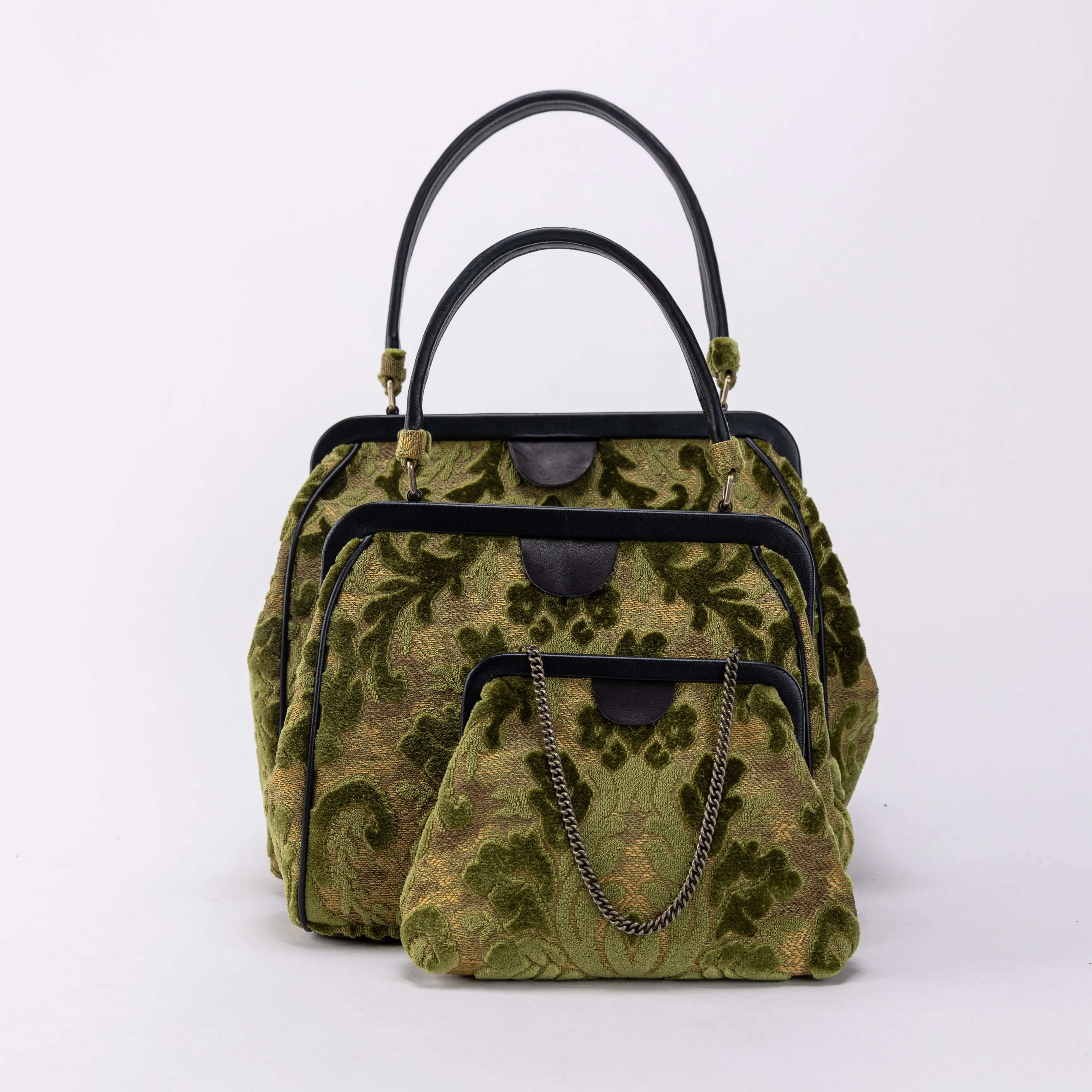 Burnout Velvet Fern Green Alma Clutch