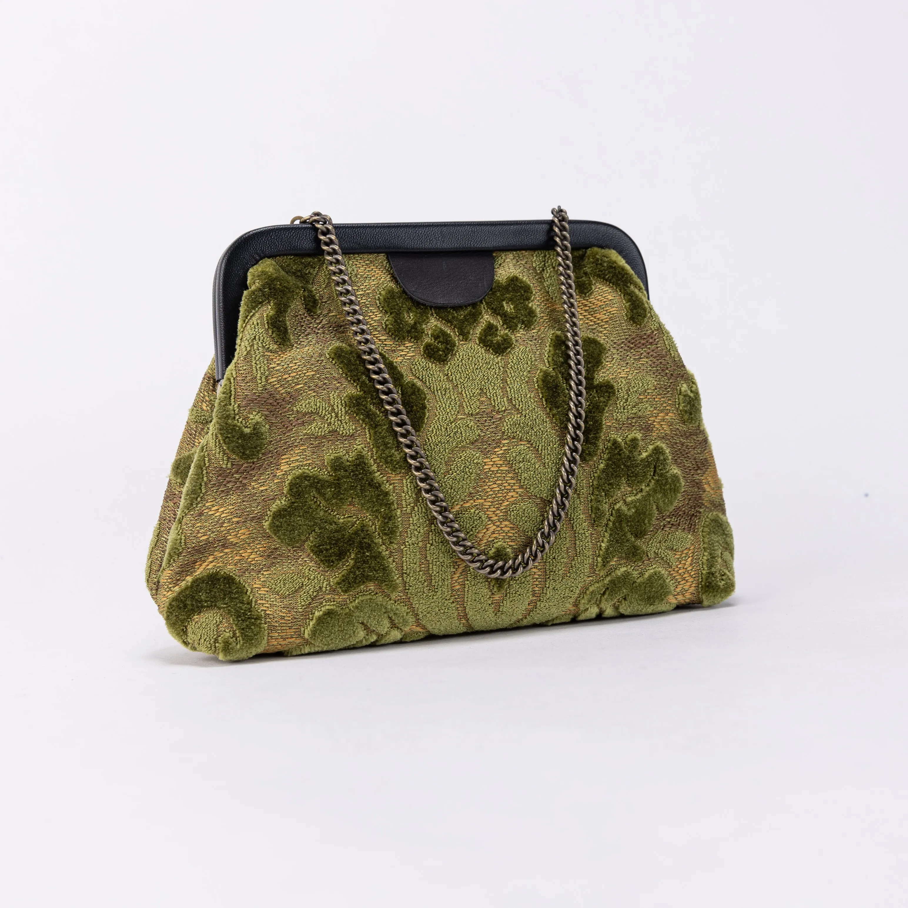 Burnout Velvet Fern Green Alma Clutch