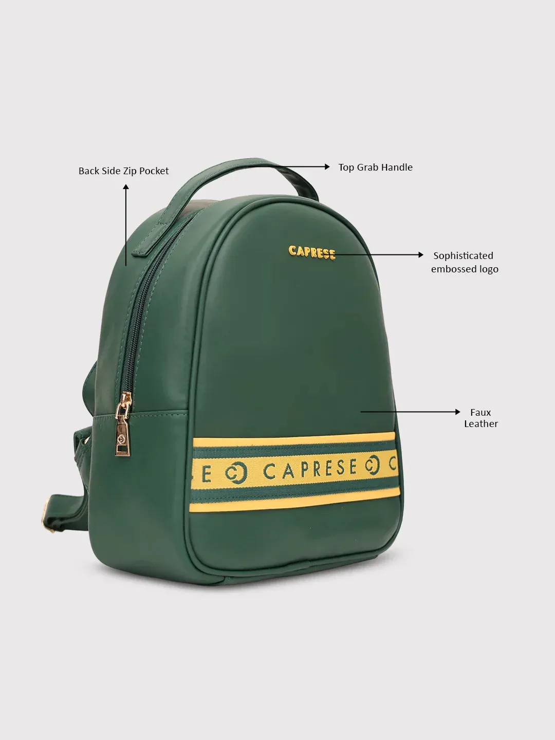 Caprese Trinity Fashion Backpack Medium Solid Women'S Bag Dark Green