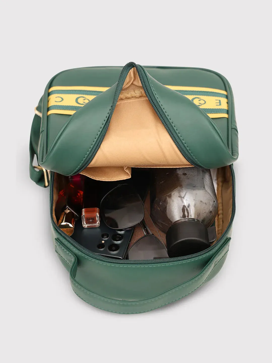 Caprese Trinity Fashion Backpack Medium Solid Women'S Bag Dark Green