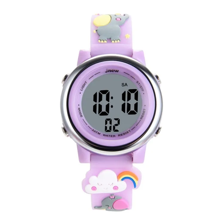 Cartoon 3D Elephant LED Digital Watch for Kids - Waterproof Sports Alarm Timepiece