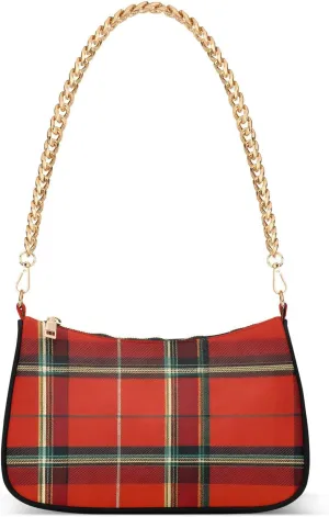 CEBUGI Crossbody Bags for Women Shoulder Purse Red Plaid Pattern Handbags Stylish Clutch Purse with Chain Strap