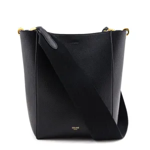 Celine Black Soft Grained Calfskin Small Sangle Bucket Bag