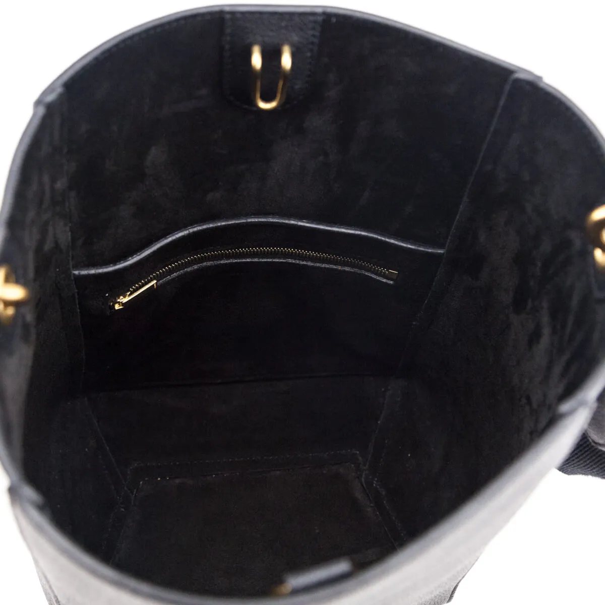 Celine Black Soft Grained Calfskin Small Sangle Bucket Bag