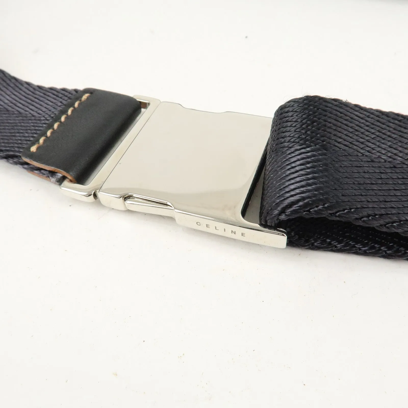 CELINE Macadam Canvas Leather Waist Bag Cross Body Bag Black Used
