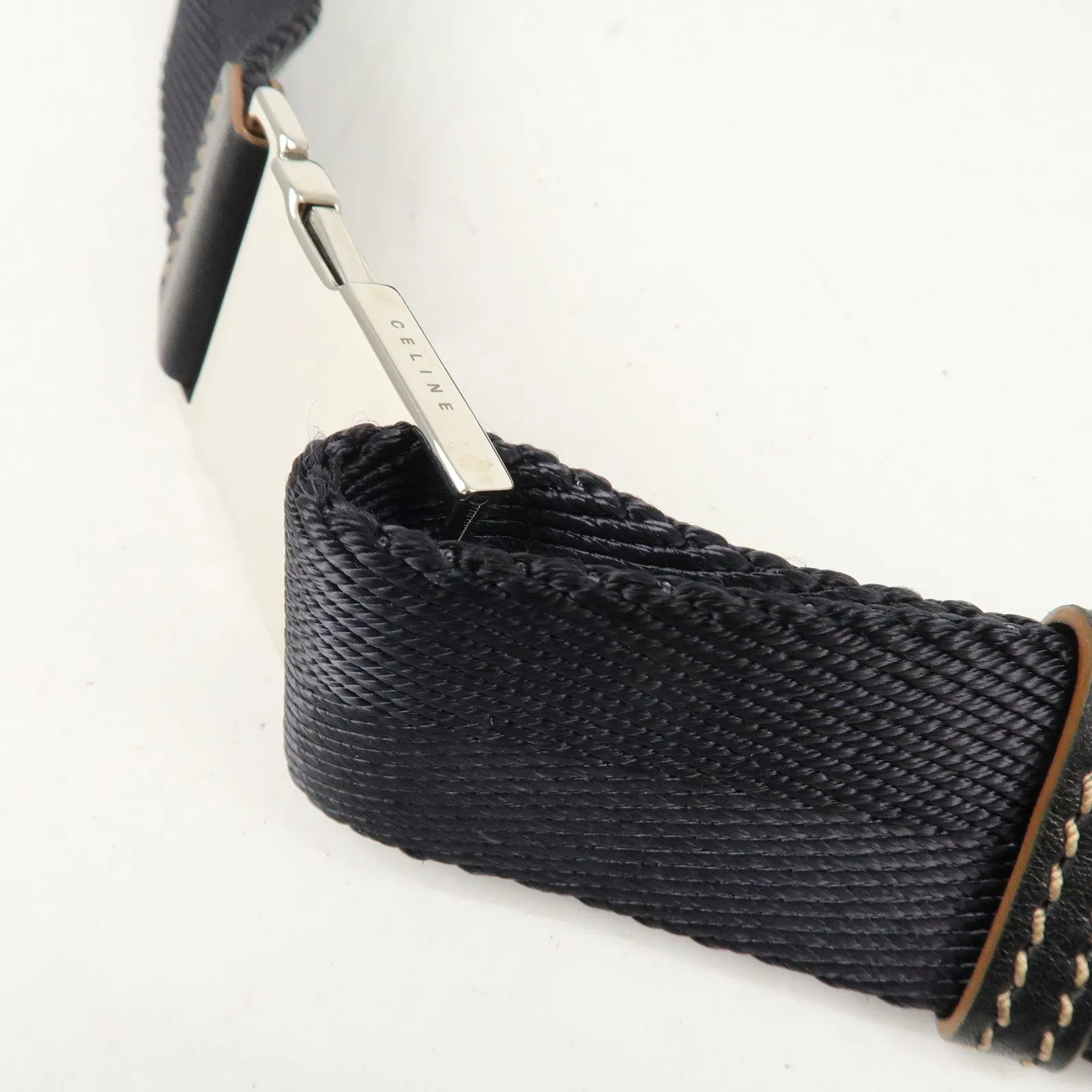 CELINE Macadam Canvas Leather Waist Bag Cross Body Bag Black Used
