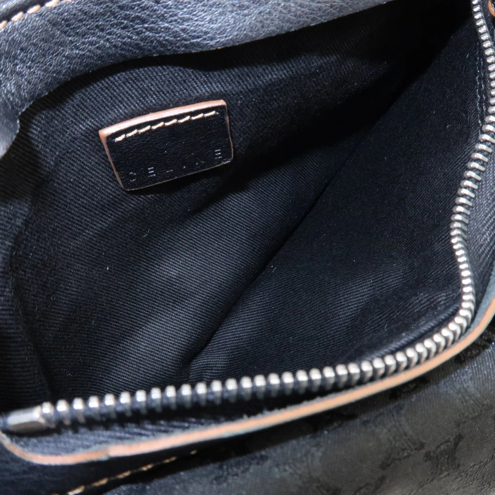 CELINE Macadam Canvas Leather Waist Bag Cross Body Bag Black Used