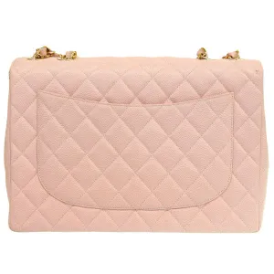 CHANEL Around 2001 Made Classic Flap Chain Bag Jumbo Baby Pink