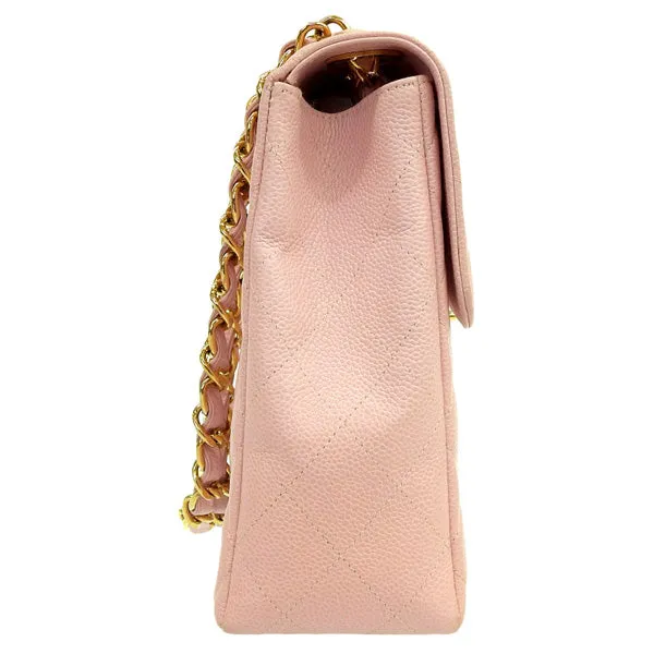 CHANEL Around 2001 Made Classic Flap Chain Bag Jumbo Baby Pink