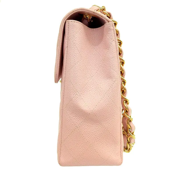 CHANEL Around 2001 Made Classic Flap Chain Bag Jumbo Baby Pink