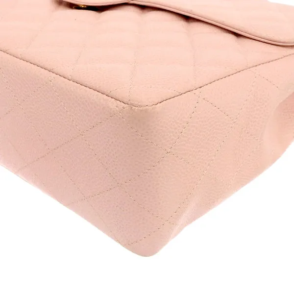 CHANEL Around 2001 Made Classic Flap Chain Bag Jumbo Baby Pink