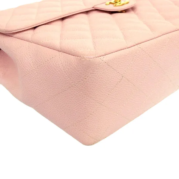 CHANEL Around 2001 Made Classic Flap Chain Bag Jumbo Baby Pink