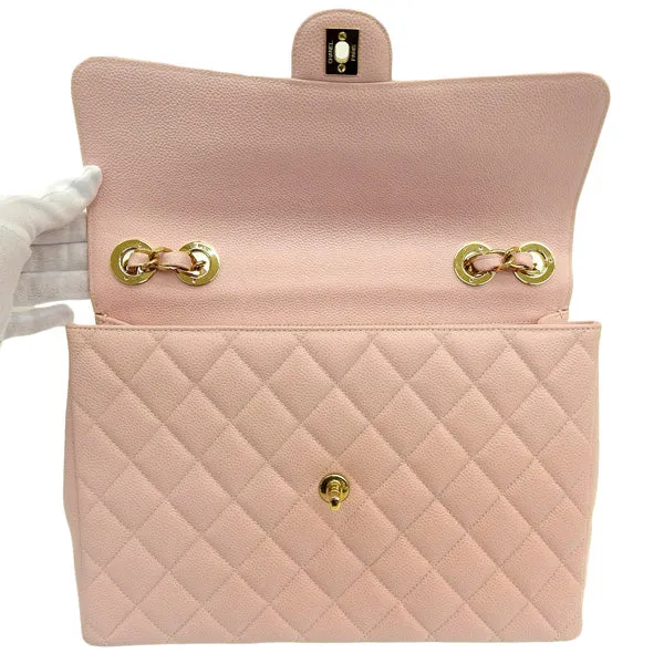 CHANEL Around 2001 Made Classic Flap Chain Bag Jumbo Baby Pink