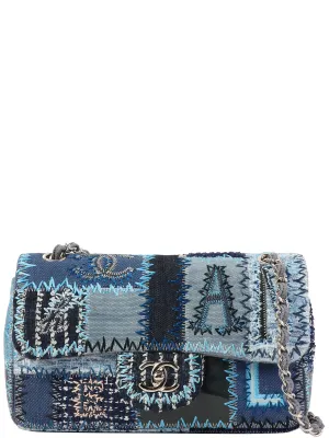 CHANEL Around 2014 Made Patchwork Classic New Chain Shoulder Bag Blue/Multi