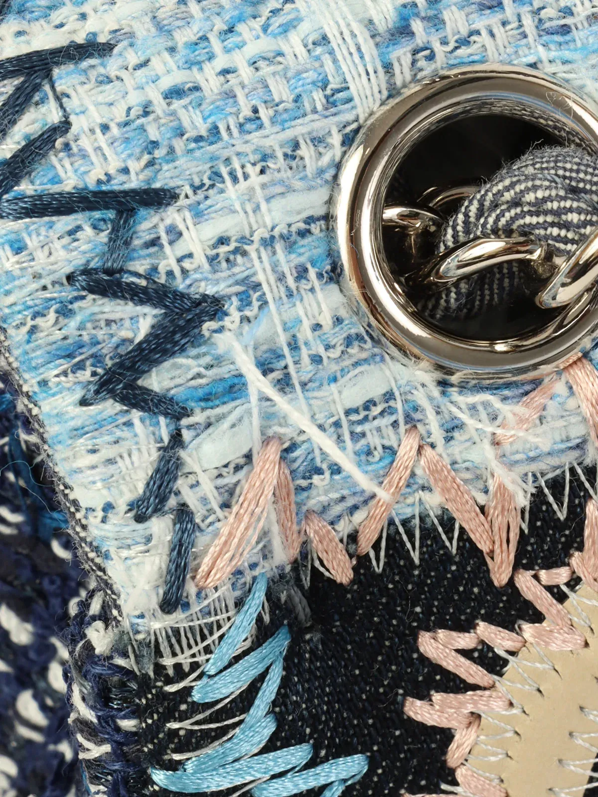 CHANEL Around 2014 Made Patchwork Classic New Chain Shoulder Bag Blue/Multi