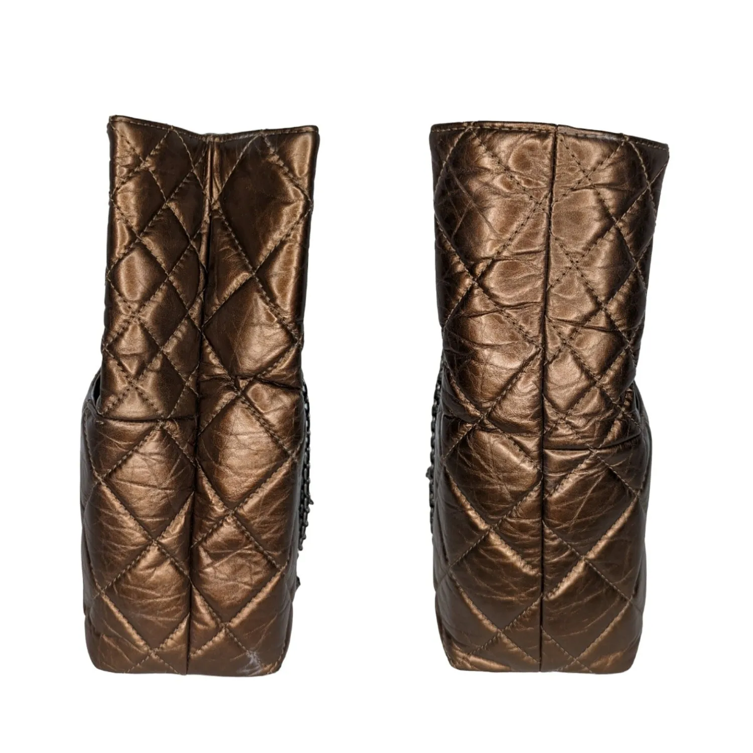 Chanel bag Metallic Aged Calfskin Quilted Reissue Tall Tote Bronze