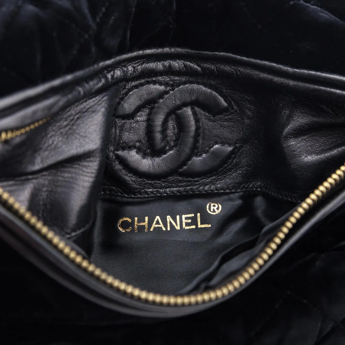 Chanel Black Velvet Hand Warmer Clutch