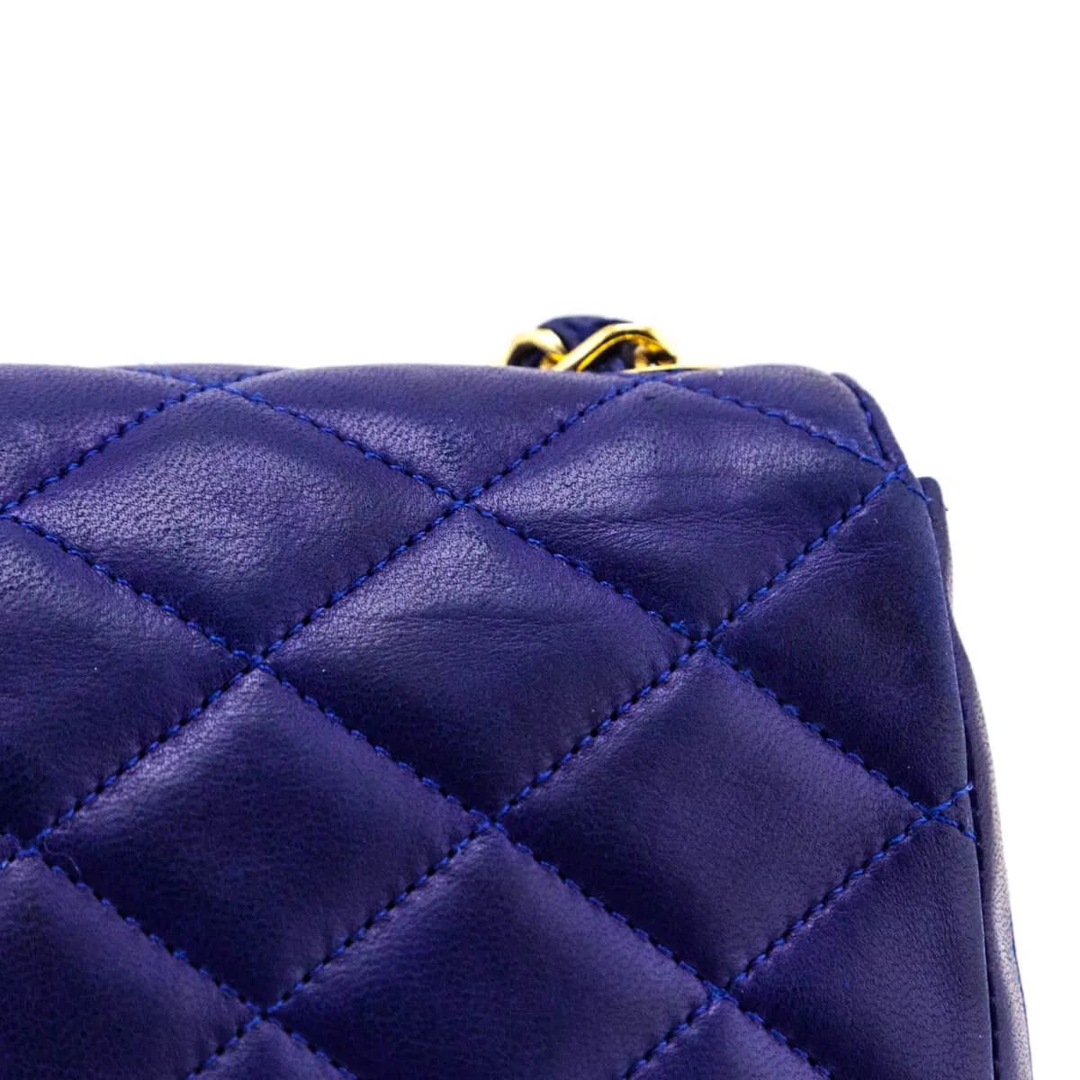 Chanel Blue Lambskin Quilted Vintage Pointed Flap Bag
