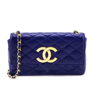 Chanel Blue Lambskin Quilted Vintage Pointed Flap Bag