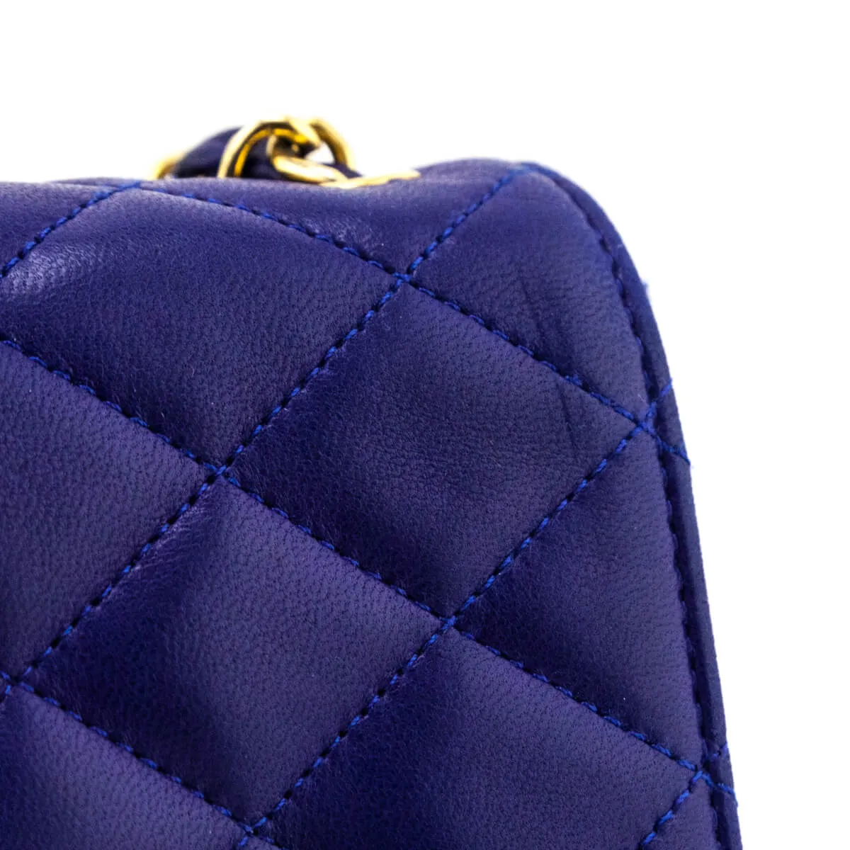 Chanel Blue Lambskin Quilted Vintage Pointed Flap Bag