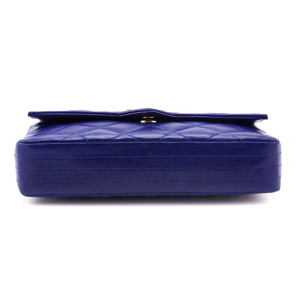 Chanel Blue Lambskin Quilted Vintage Pointed Flap Bag
