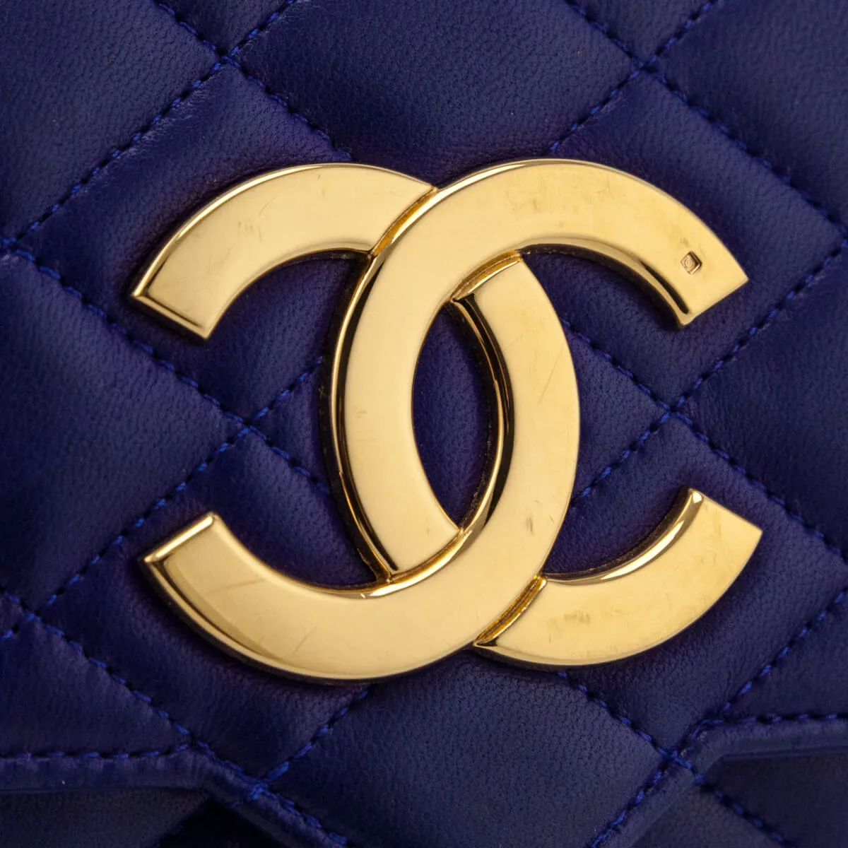 Chanel Blue Lambskin Quilted Vintage Pointed Flap Bag