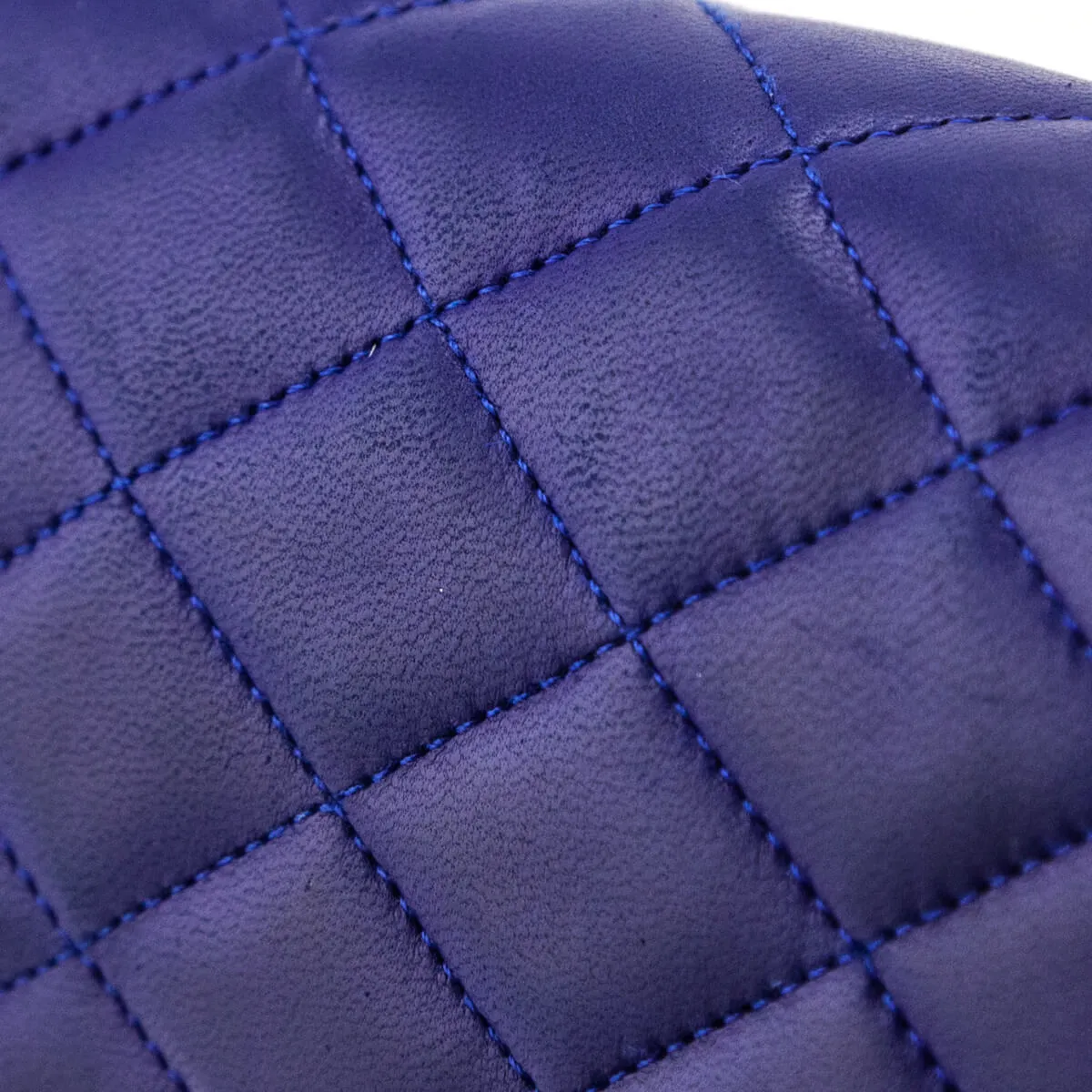 Chanel Blue Lambskin Quilted Vintage Pointed Flap Bag