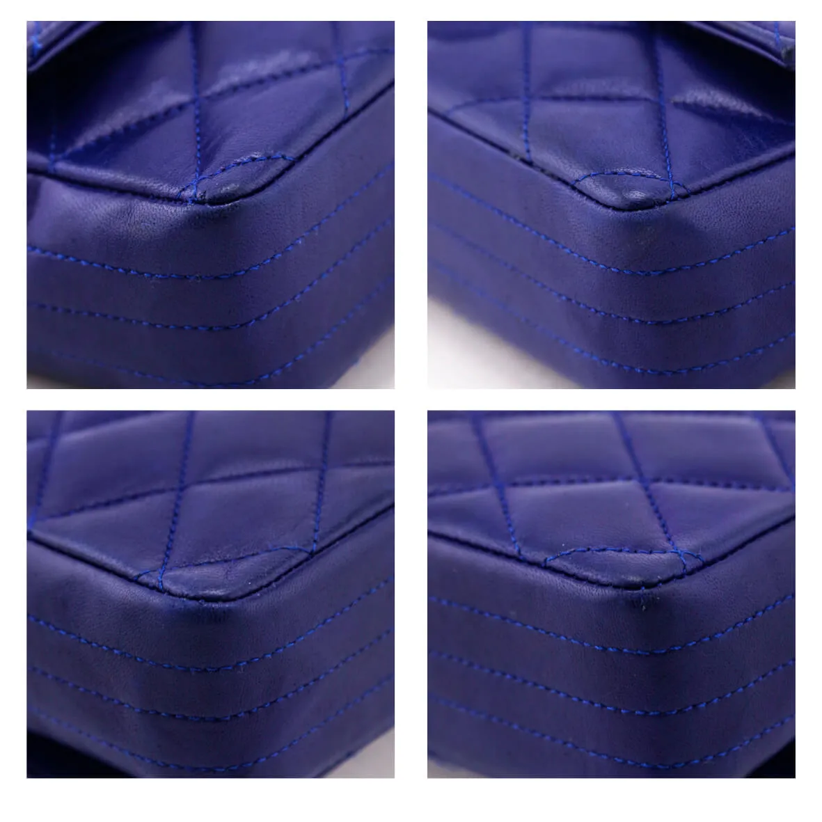Chanel Blue Lambskin Quilted Vintage Pointed Flap Bag