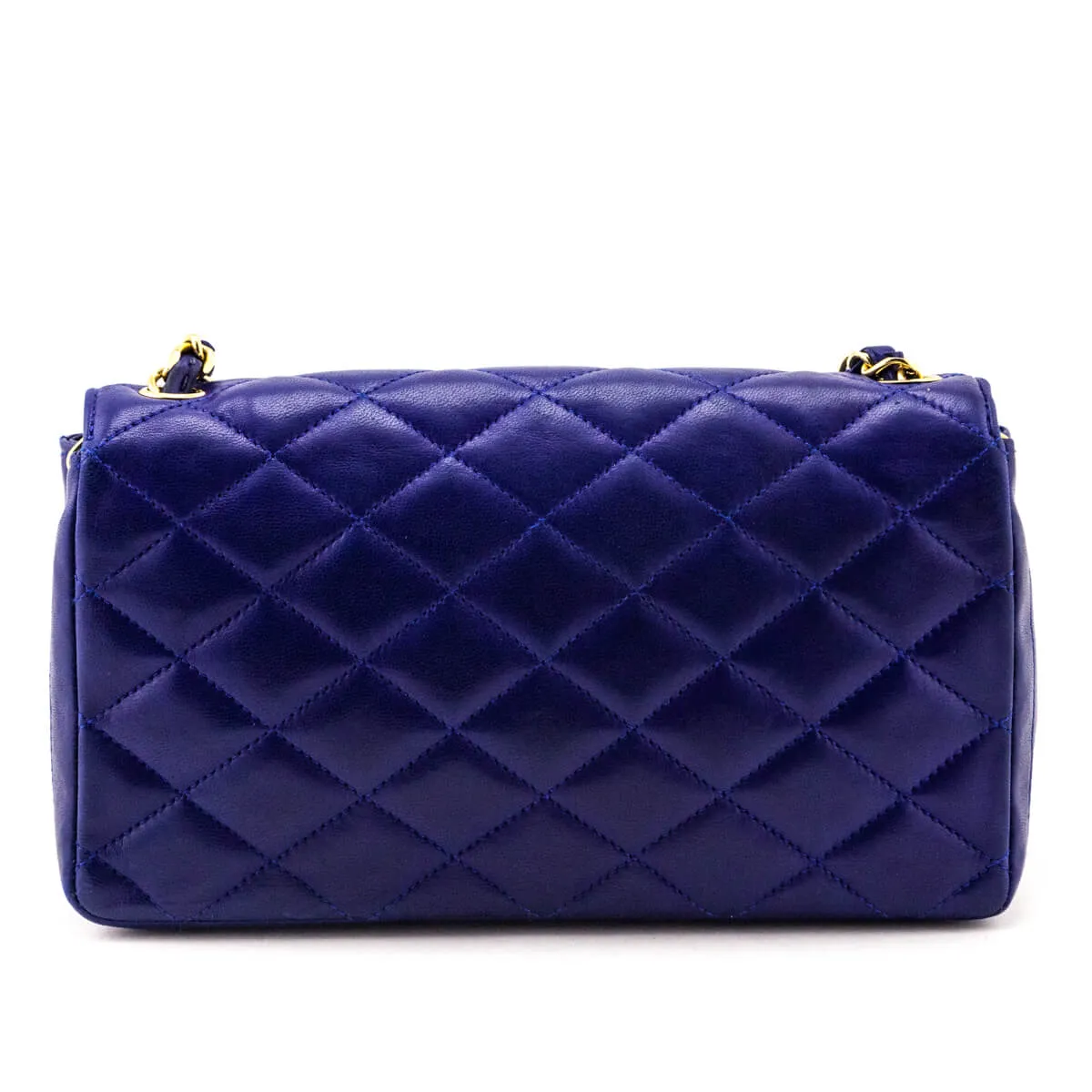 Chanel Blue Lambskin Quilted Vintage Pointed Flap Bag