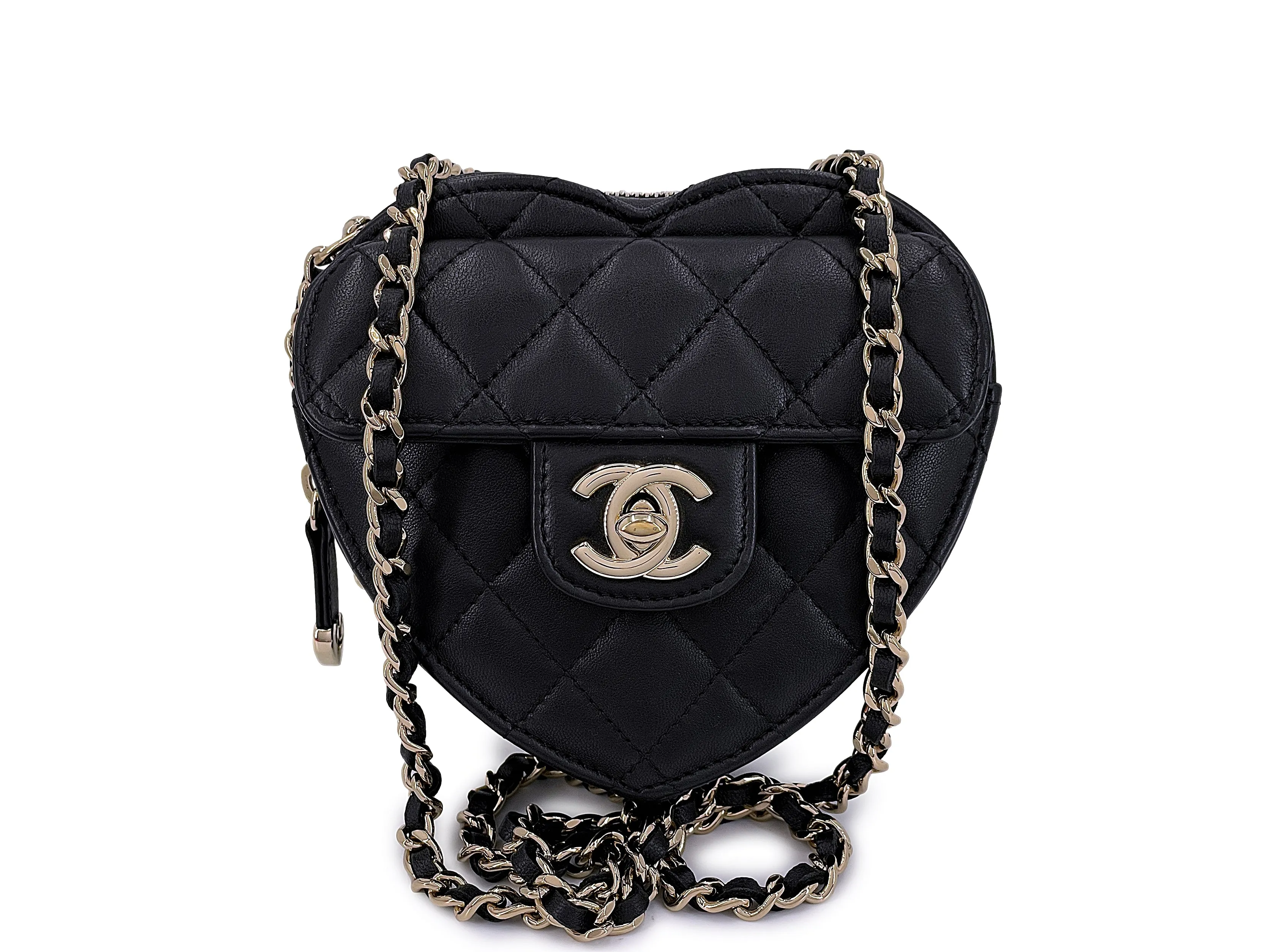 Chanel CC In Love Black Heart Bag Mini Crossbody GHW