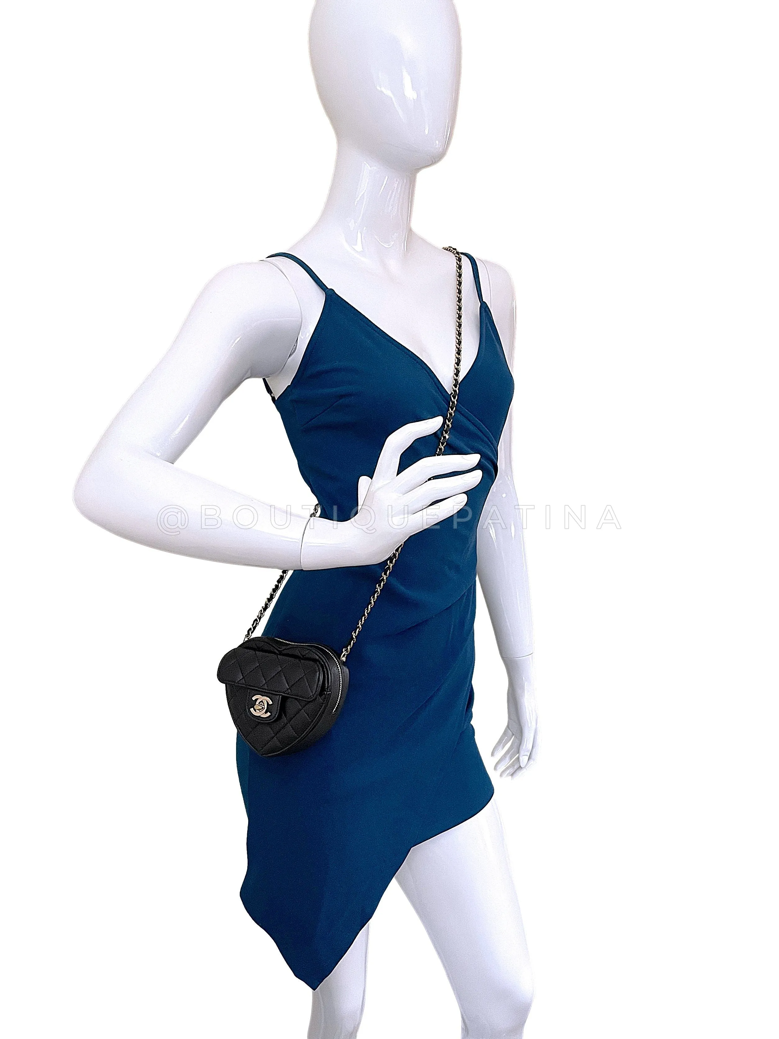 Chanel CC In Love Black Heart Bag Mini Crossbody GHW