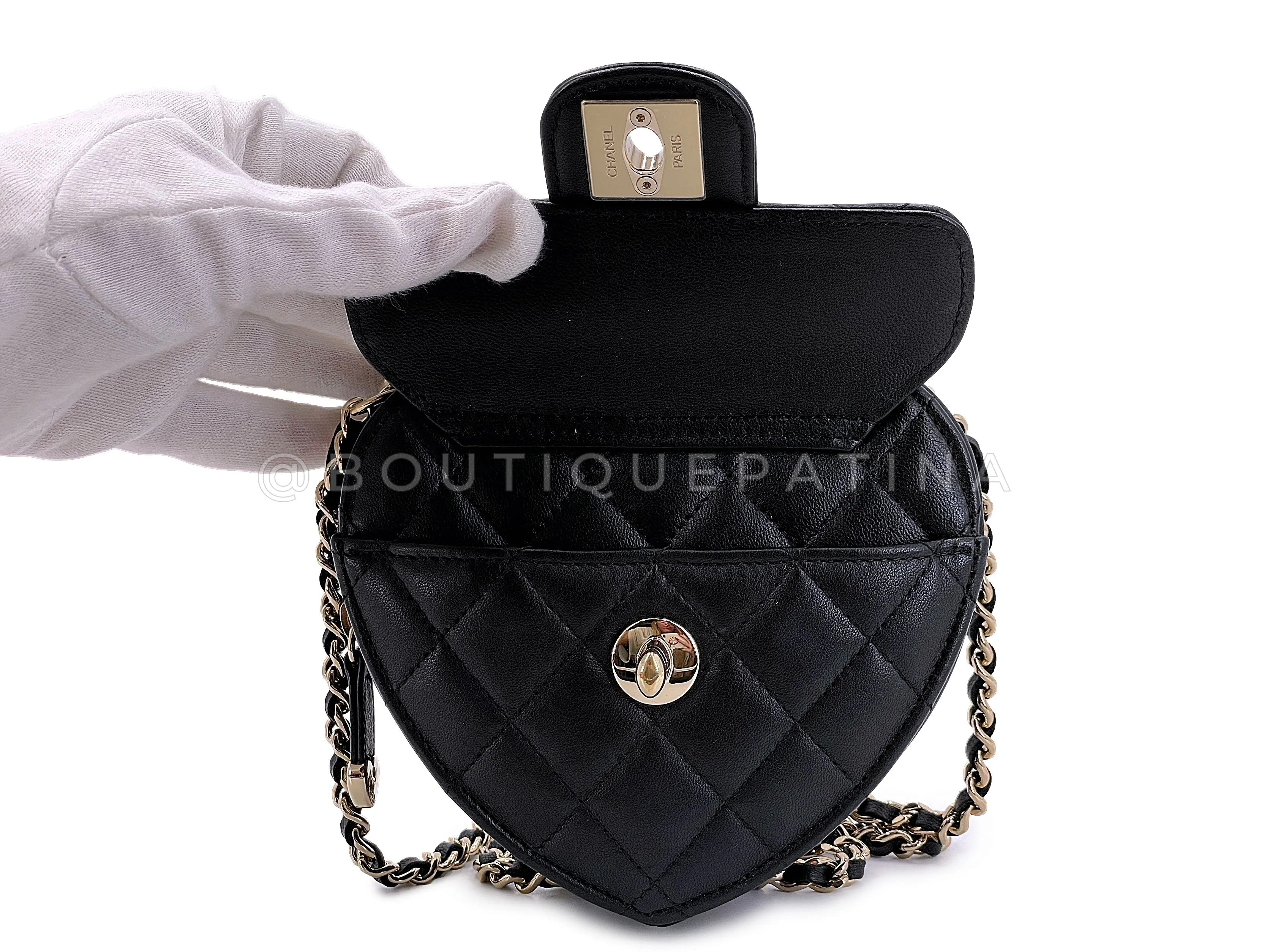 Chanel CC In Love Black Heart Bag Mini Crossbody GHW