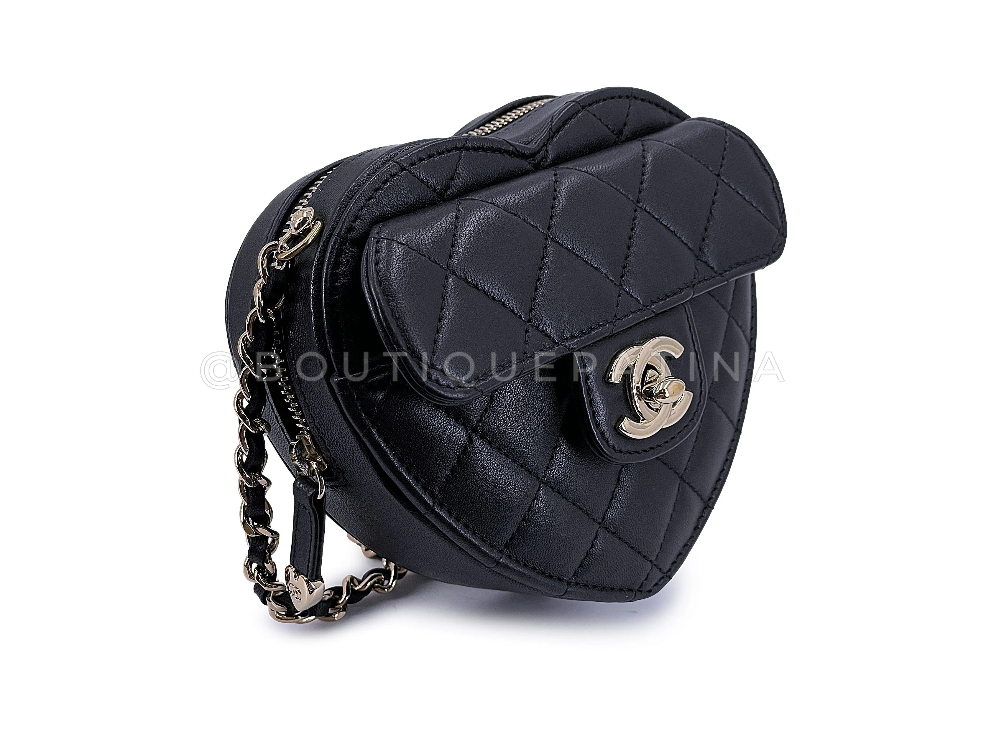 Chanel CC In Love Black Heart Bag Mini Crossbody GHW