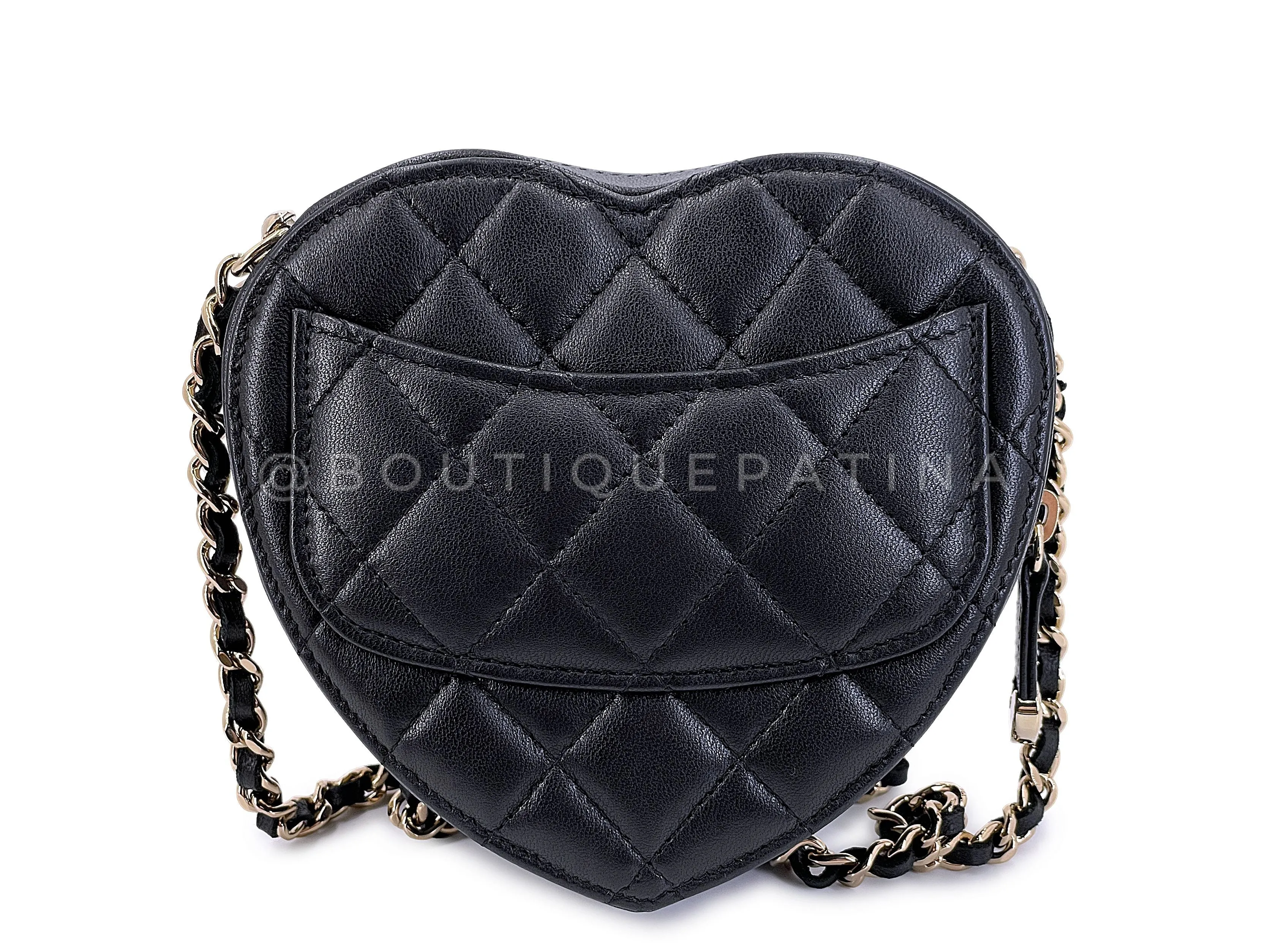 Chanel CC In Love Black Heart Bag Mini Crossbody GHW